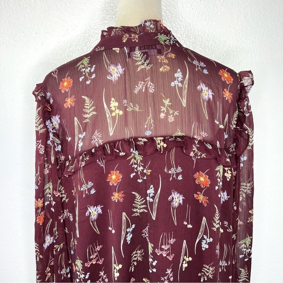 ELOQUII Elements Midi Shirtdress Ruffles Purple Floral Sheer Chiffon Size 22 - Picture 10 of 14